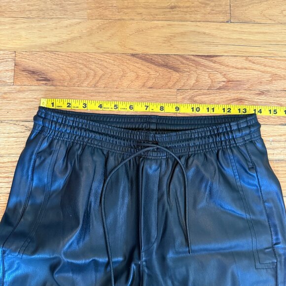 Mango Faux Leather Tapered Pants with Elastic Waistband and Drawstring - Picture 6 of 7